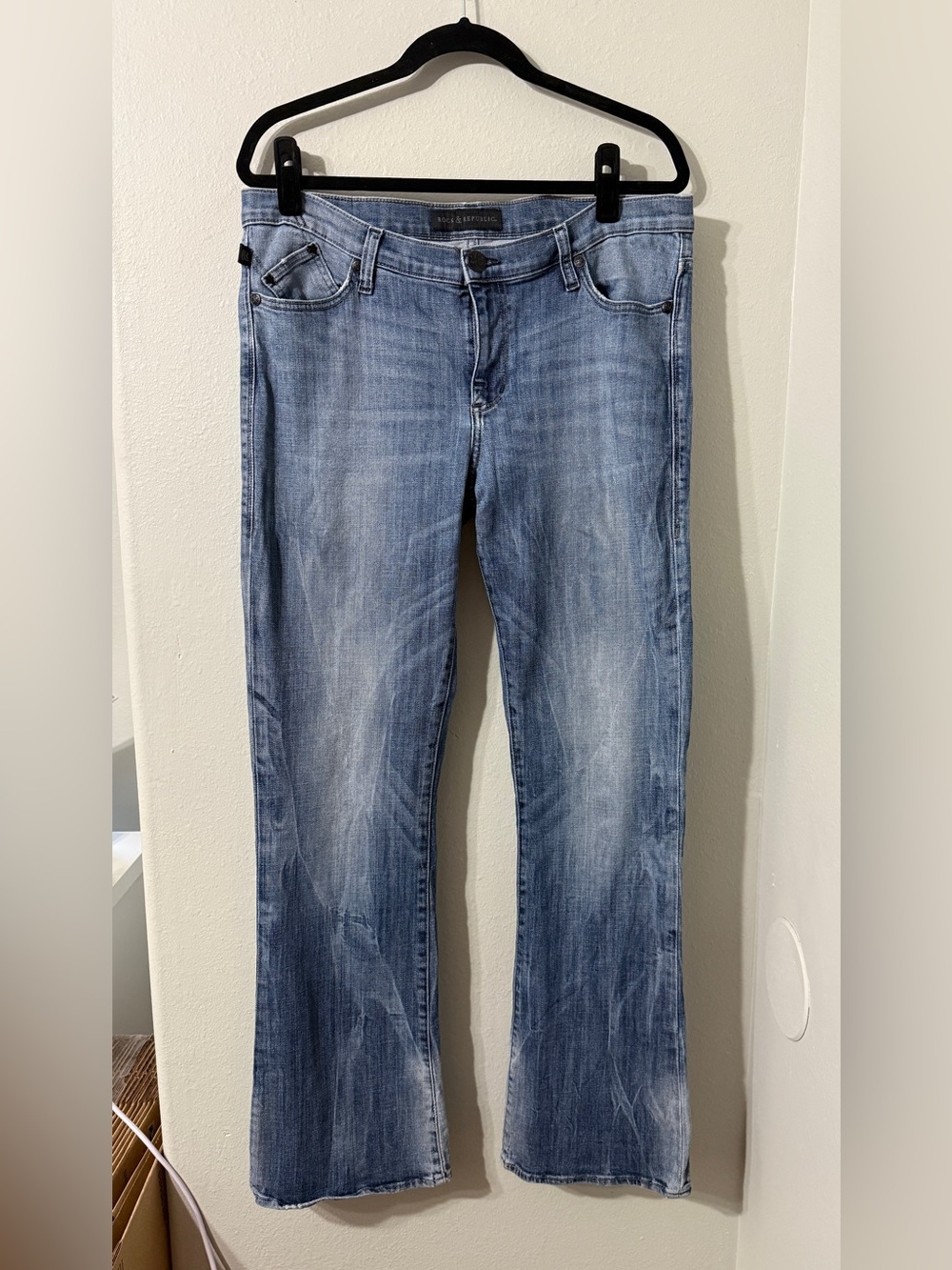 Vintage Rock & Republic Light Blue Wash Flare Low - Mid Rise Denim Jeans Size 16
